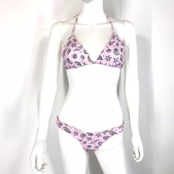 Chloe Rose NWT Pink Seashell Daisy 2 Piece Bikini Swimsuit Size Large - Picture 8 of 10